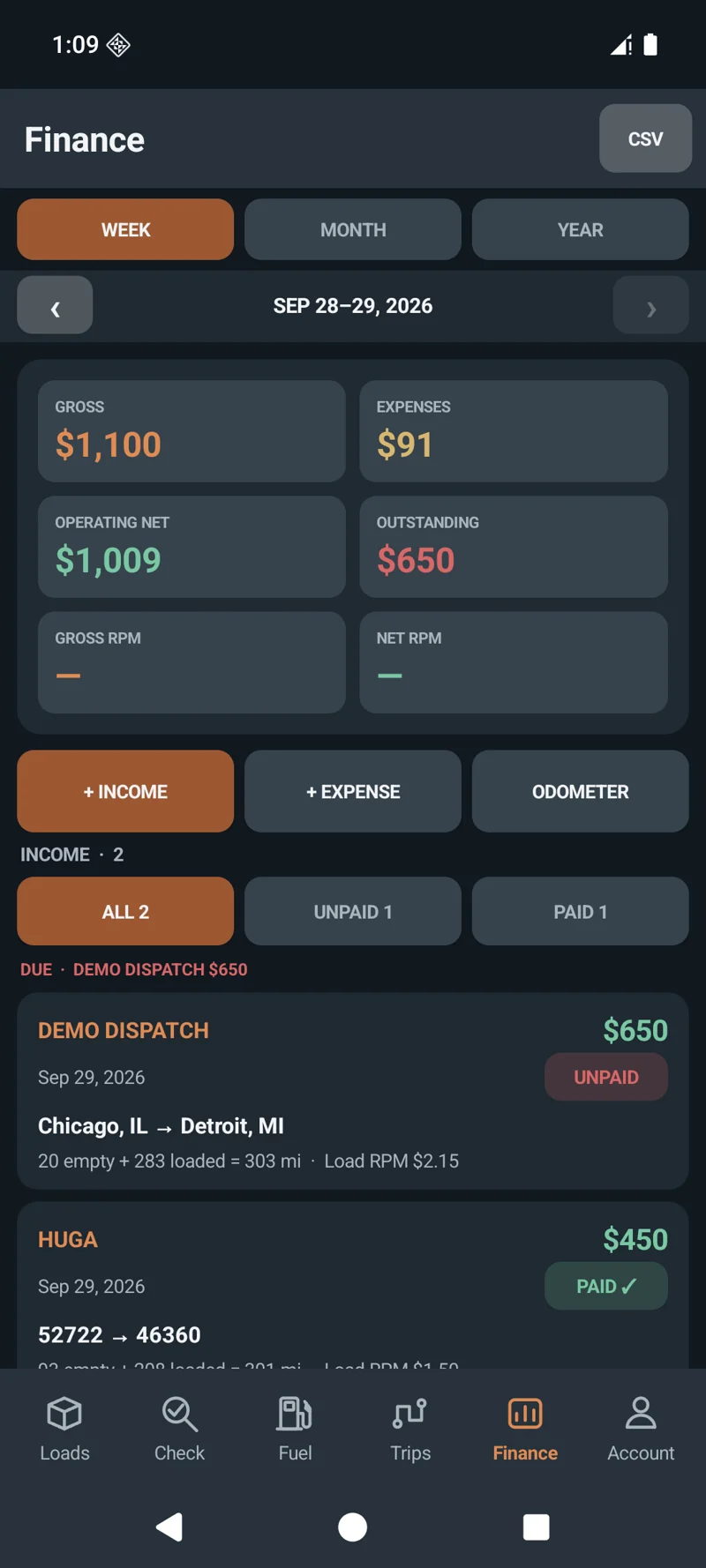 MilePocket Finance app screen